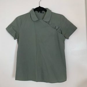 A.P.C. Mandarin color short sleeve blouse top.